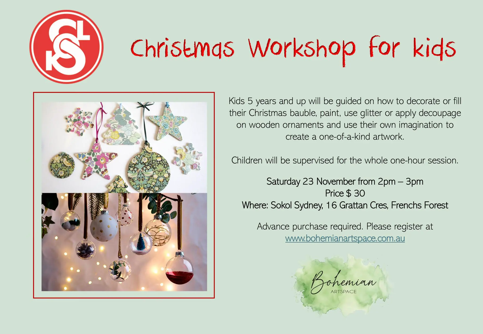 2024 Christmas Workshop for kids at Sokol Sydney! 