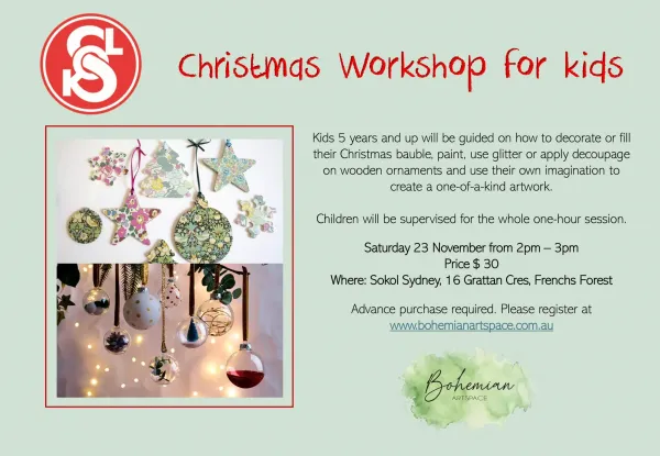 2024 Christmas Workshop for kids at Sokol Sydney! 